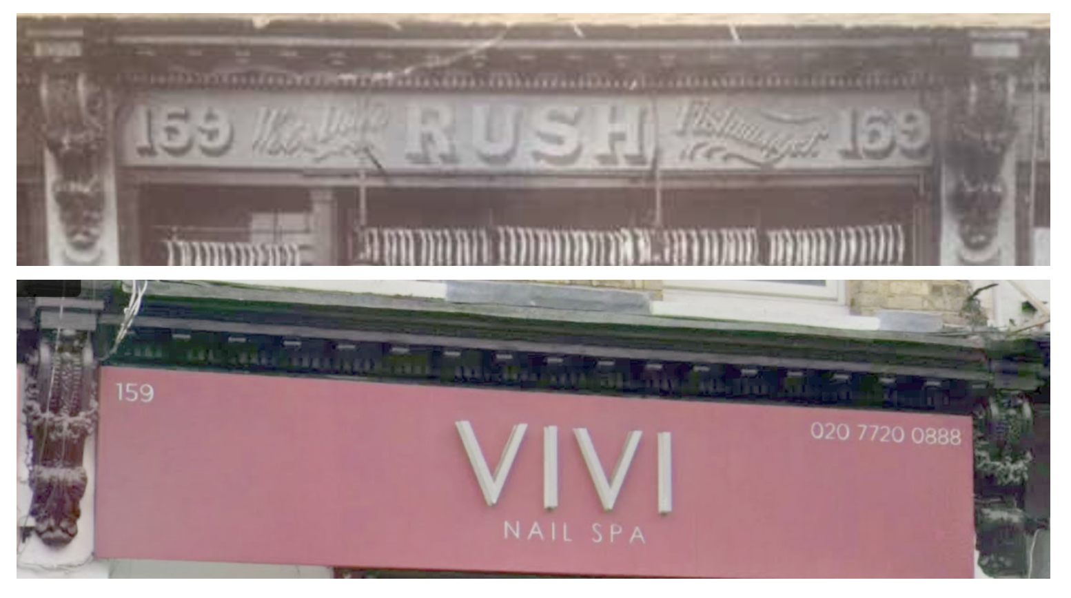 Shopfront comparison, 159 Battersea Park Road