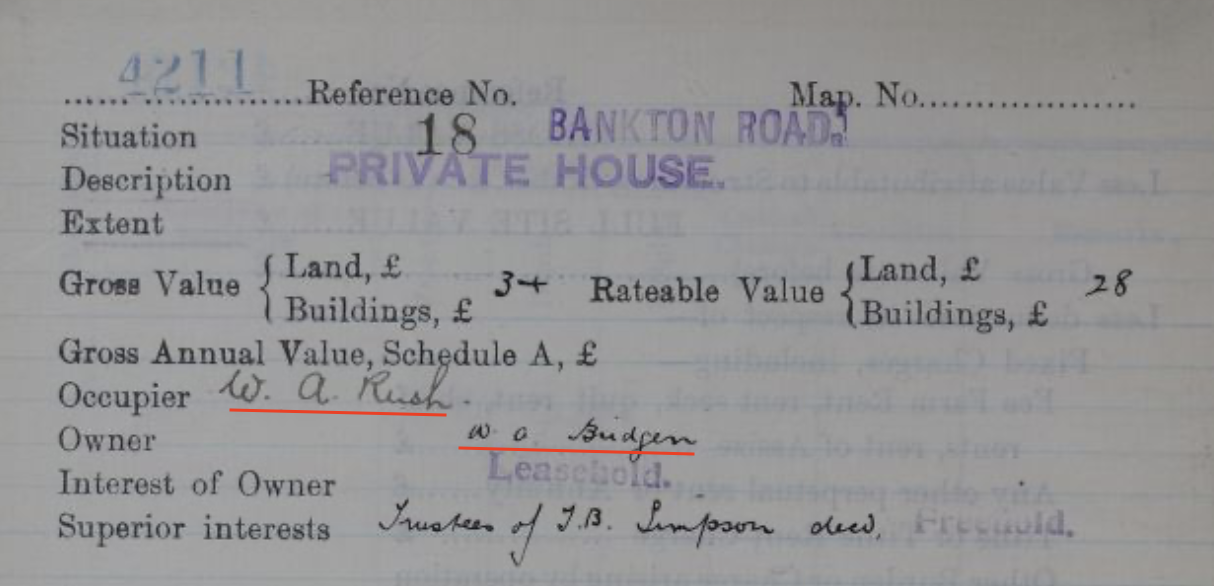 1910 valuation, 18 Bankton Road
