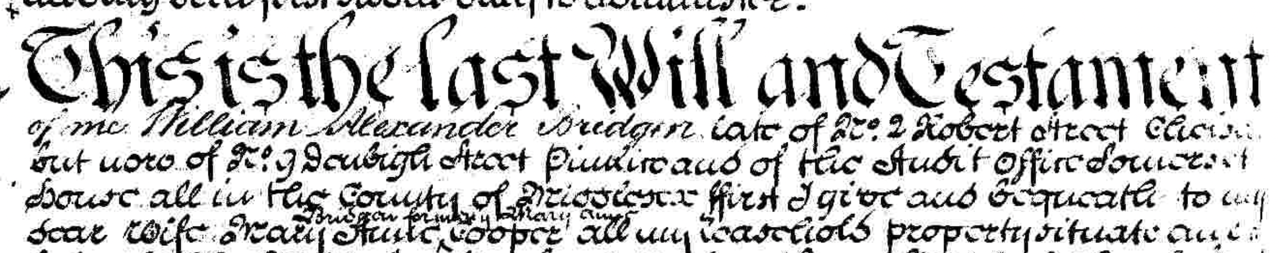 Will of William Alexander Bridgen senior, 1851